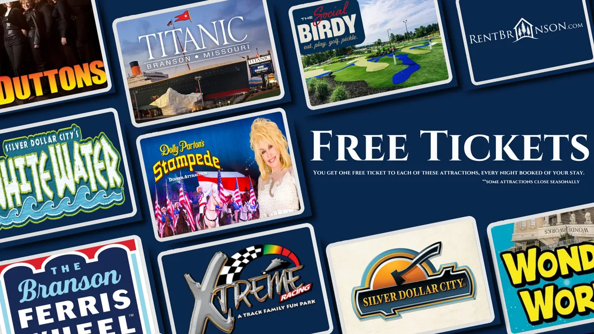 A vibrant interior image featuring attraction logos and text promoting complimentary tickets. It evokes excitement about exploring local attractions, theme parks, and shows, tying directly to the section's mention of $400+ in included ticket value.